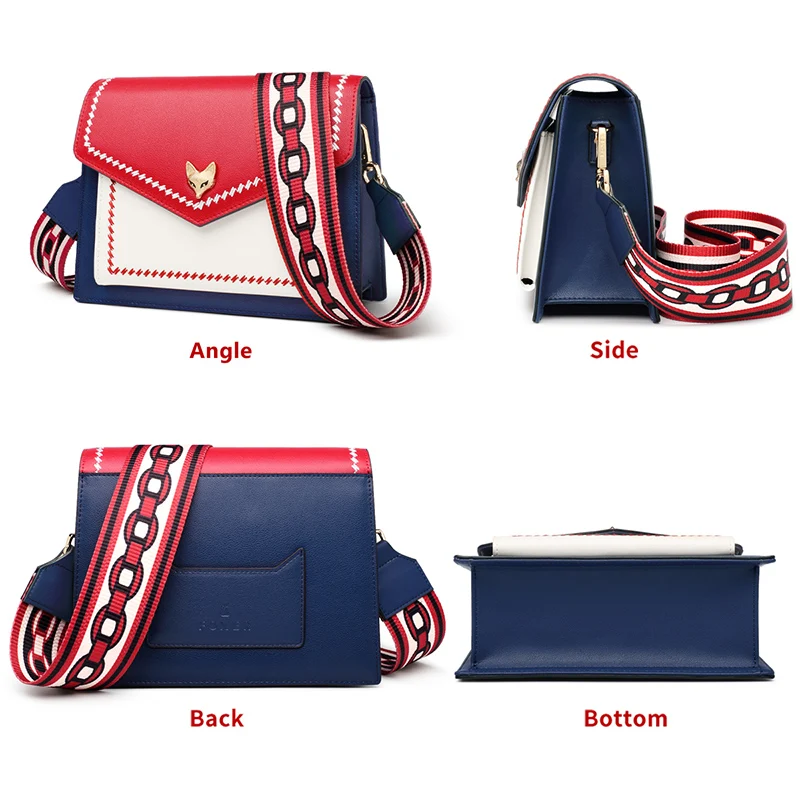 FOXER-Sac à Bandoulière en Cuir Fendu pour Femme, Sacoche à Rabat, Coloré, de Styliste, à la Mode