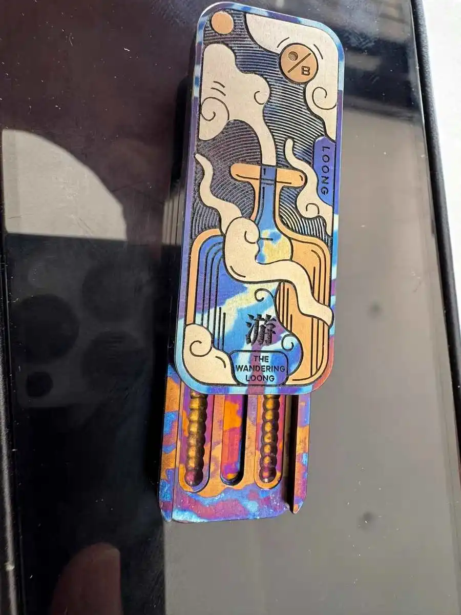 中古 EDC Lee Studio x OneBean チタンホースドラゴンフラワードラゴンストレス解消おもちゃ