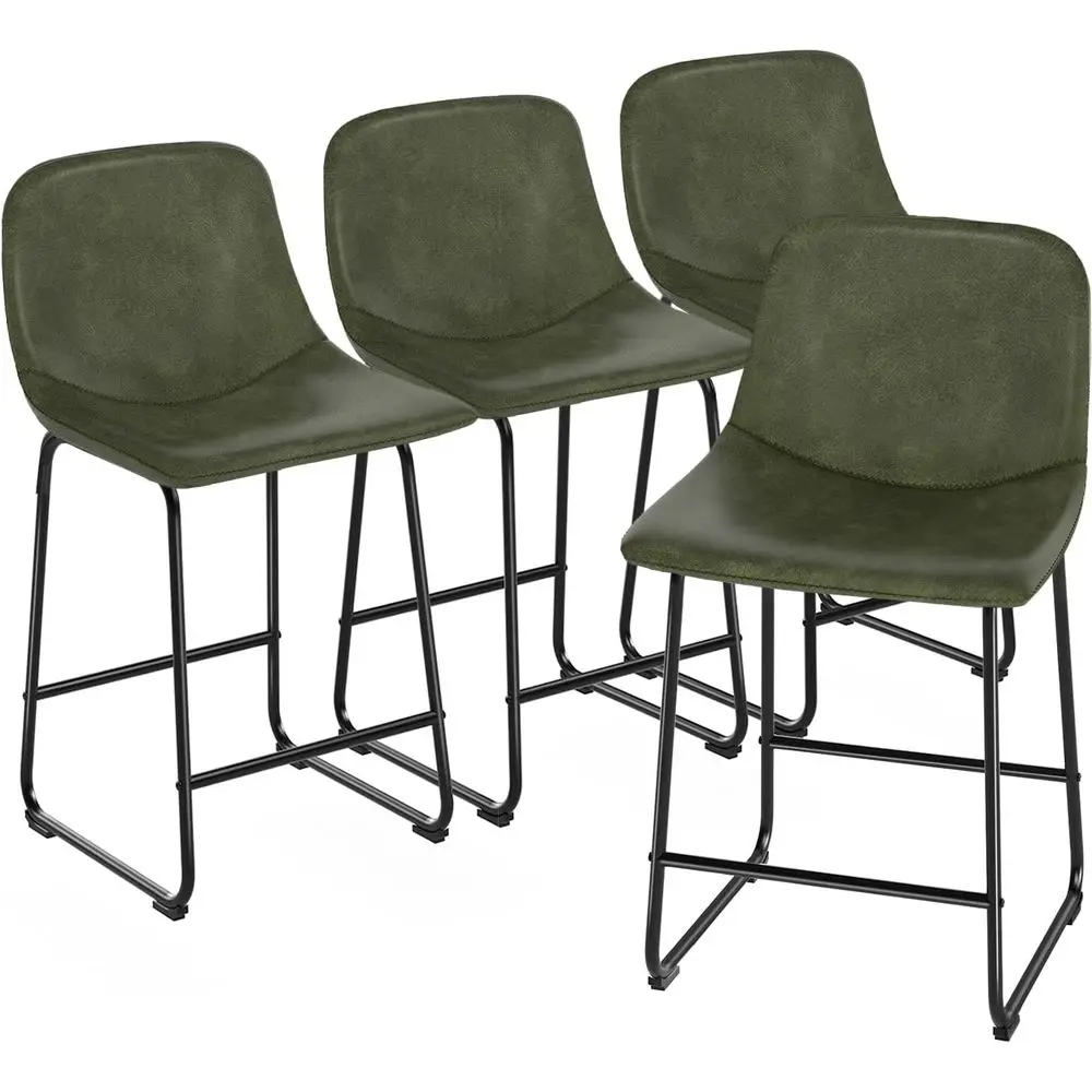 

Набор из 4 зеленых барных стульев высотой 24 дюйма с металлическими ножками для кухонного острова или обеденной зоны