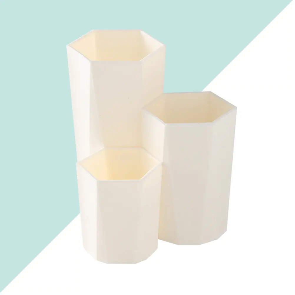 1Pcs Space-Saving Six-Shape Plastic Storage Canister Makeup Brush Holder Pen Holder Desktop Organizer for Office Home Dorm