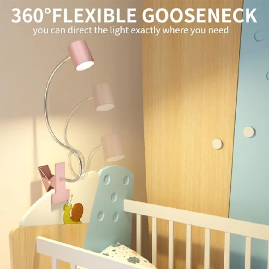 Desk Lamp, USB Clip On Light with 3 Color Modes, LED 10 Levels Brightness Reading Lamp, 360°Gooseneck Book Light, Eye-Care Read view 4