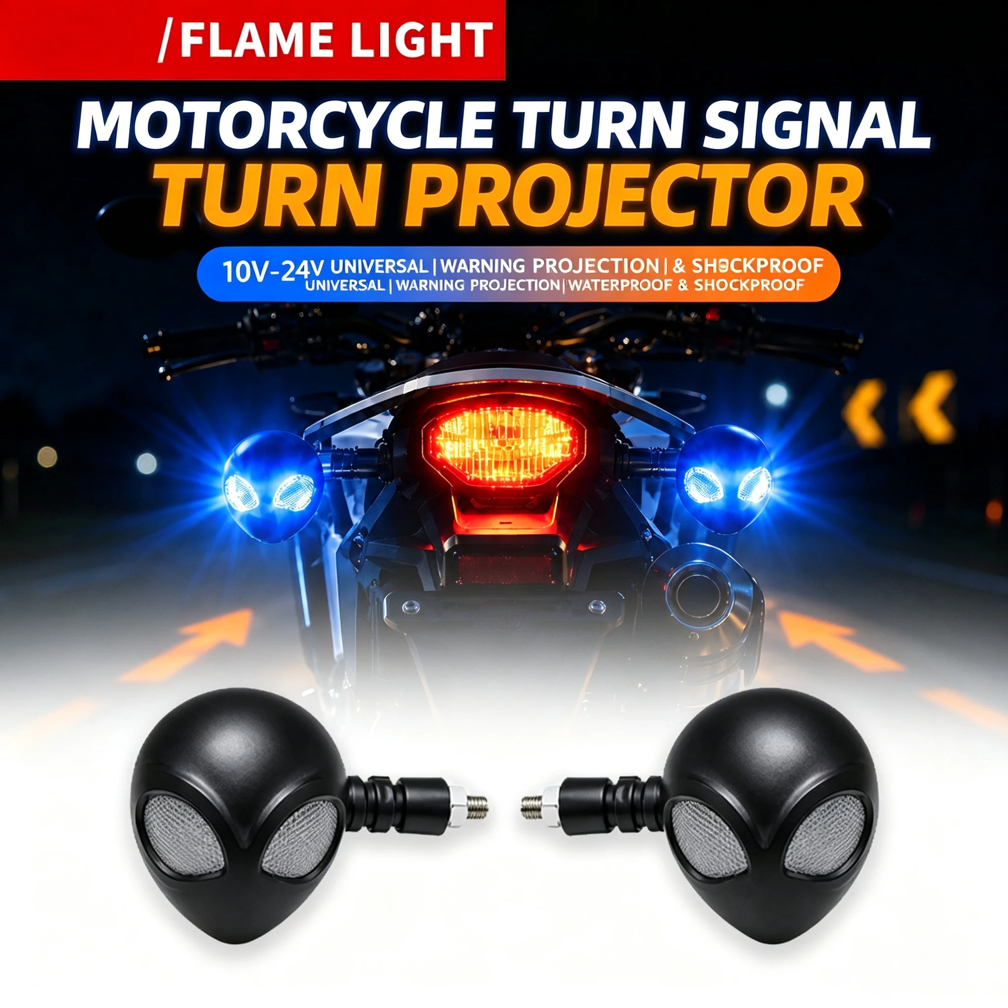Mini Led Skull Motorcycle Turn Signal Light with projection Blinker Indicators Turn Signal Lamp for honda yamaha kawasaki Honda