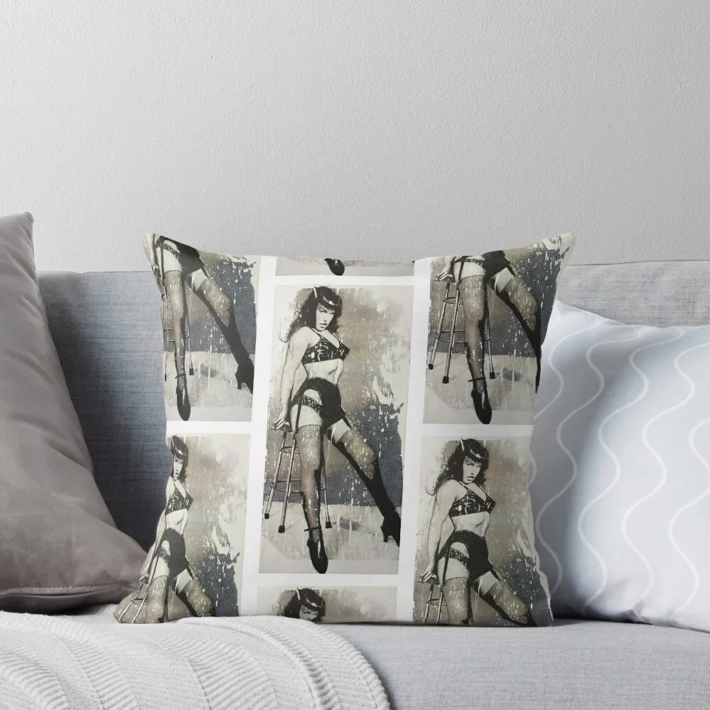 Bettie Page Throw Pillow Embroidered Cushion Cover pillow cover christmas Christmas Pillow ornamental pillows