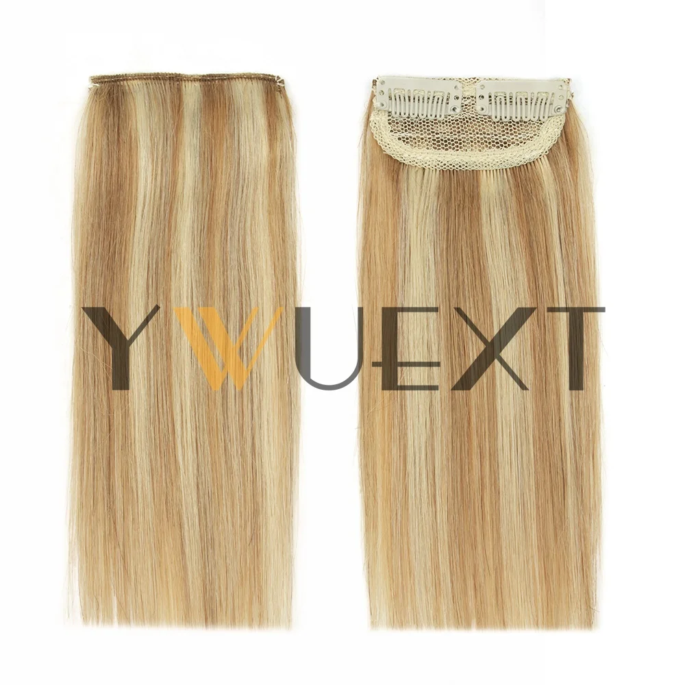 YWUEXT Mini Clip In One Piece Hair 10-30cm Pad On Both Sides Real Natural Human Hair Remy for Women Clips in Human Hair Extensions