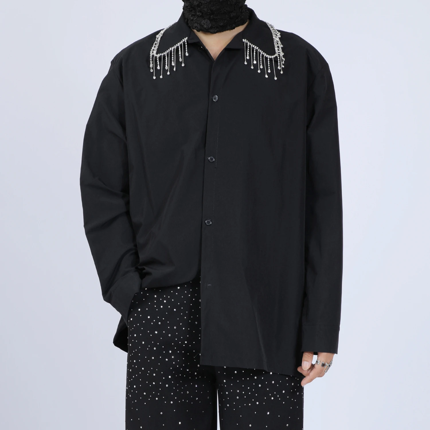 2025 Men's Autumn New Fashion Light Luxury Handmade Chain Design Shirts Gentleman Loose Comfort Long Sleeve Shirts Oversize Tops