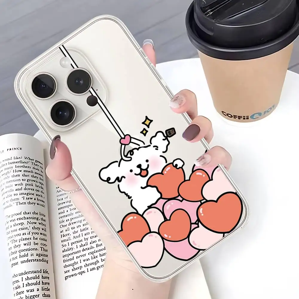 حافظة هاتف لطيفة M-Maltese-S لهاتف آيفون 17 16 15 14 Plus 13 12 11 Pro Max غطاء خلفي شفاف مضاد للصدمات