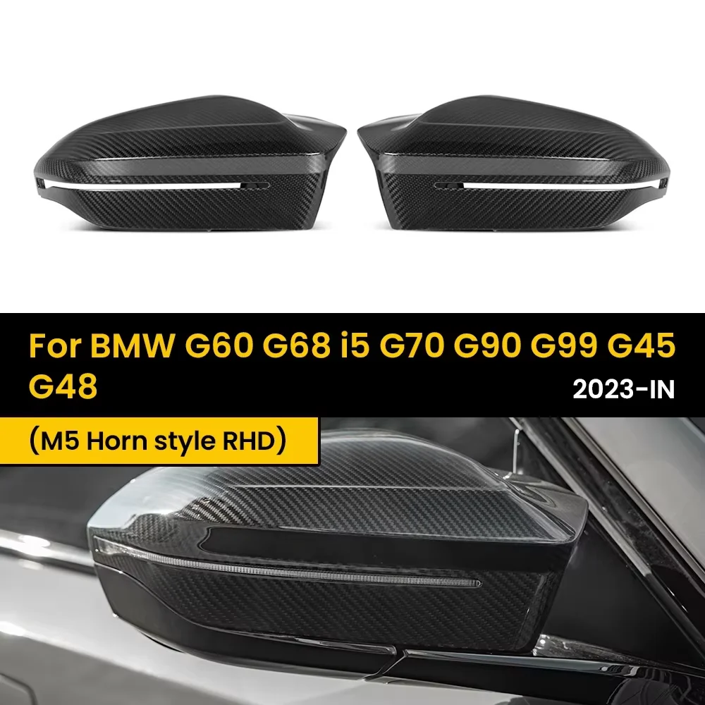 Real Droge Koolstofvezel Achteruitkijkspiegel Buitenkant Spiegel Cover Caps Voor BMW G60 G68 i5 G70 G90 G99 G45 G48 2023-IN 2 stks/set