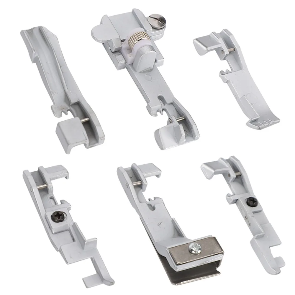 

6 шт., набор прижимных лапок из цинкового сплава, совместимая многофункциональная прижимная лапка для оверлока, прочная для SINGER 14U 14CG754 14SH654