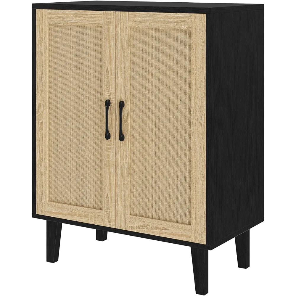 

Buffet Cabinet Sideboard with Rattan Decorated Doors Kitchen Storage Cupboard Accent Cabinet