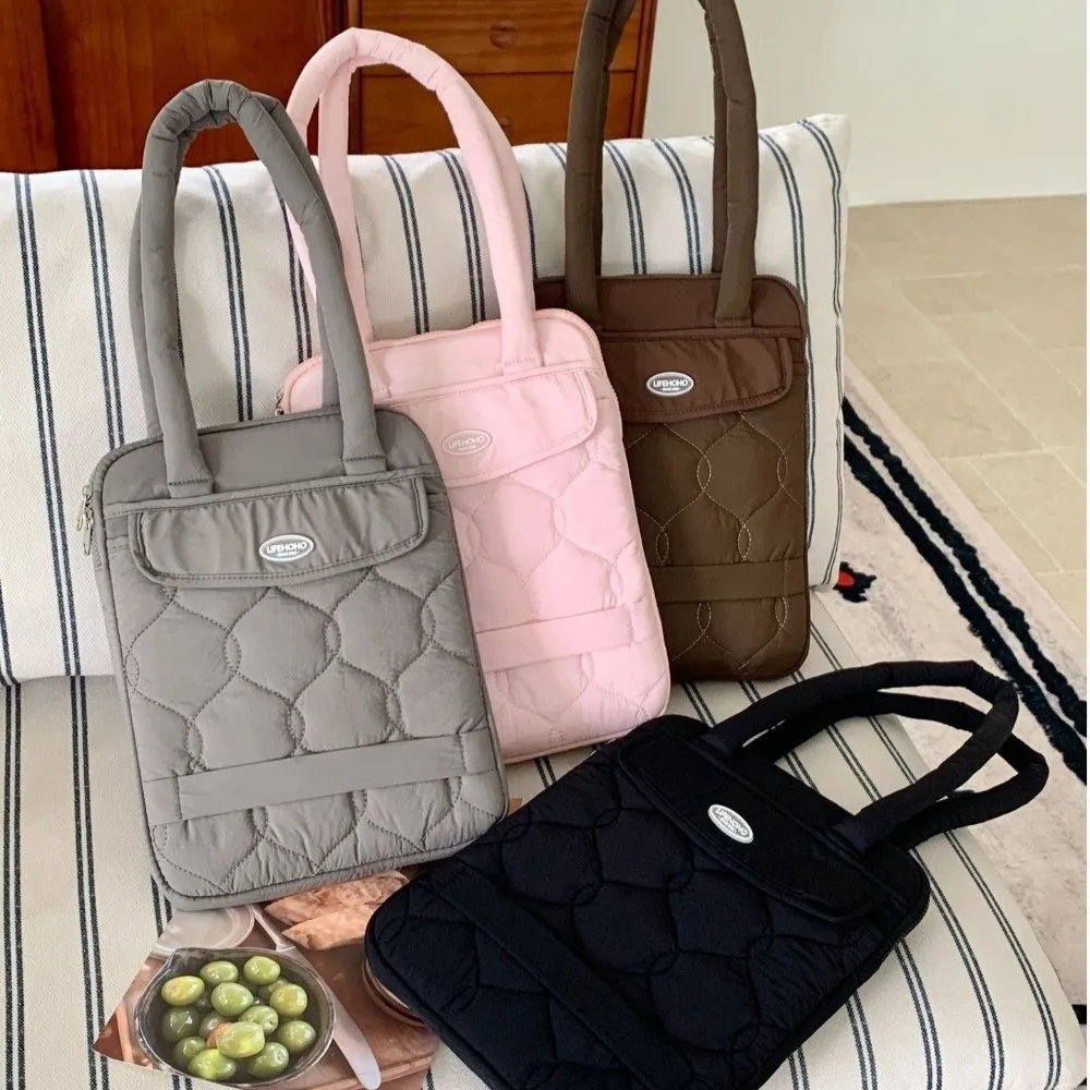 Thickened Padding Laptop Shoulder Bag Korean Style Shockproof Design Laptop Storage Bag Multi-Compartment Notebook Pouch