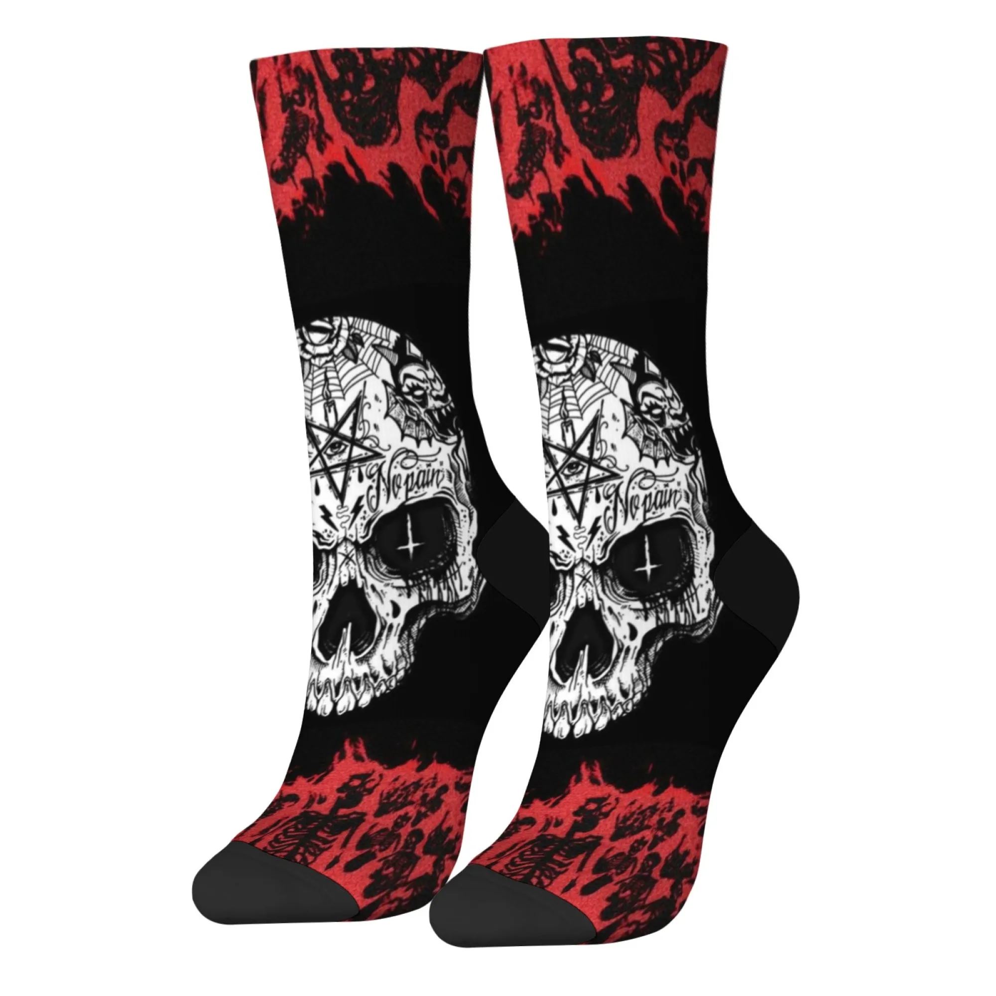 Death Metal Punk Skull Men's Socks Retro Style Street Casual Crazy Hip-Hop Socks Novelty Funny Compression Socks Party Gift