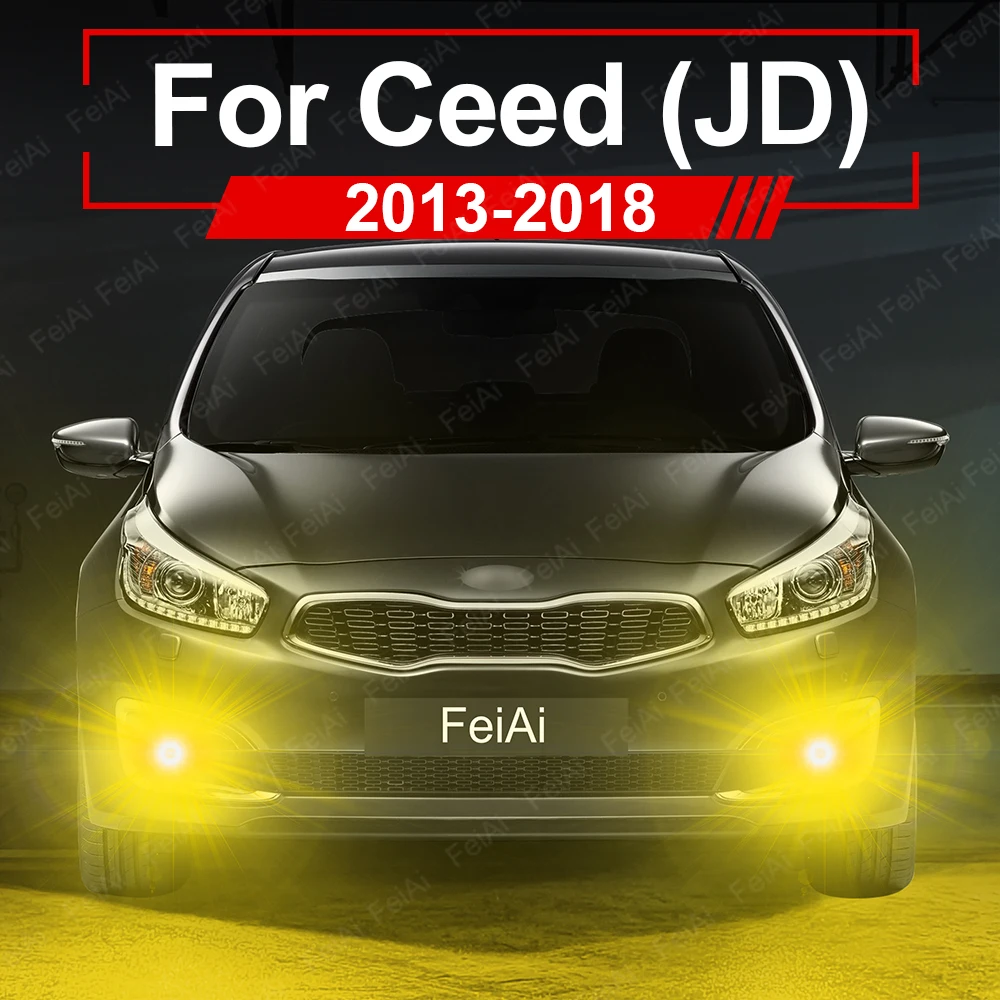 LED Front Fog Lights For Kia Ceed 2013 2014 2015 2016 2017 2018 Ceed JD Tuning Accessories Dual Color Flash LED Fog Light Yellow