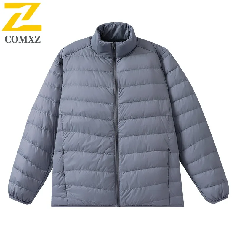 COMXZ Men Down Jacket Ultralight Stand Collar Outdoor Work Lightweight Padded Jacket Casual Business Thickened Warm Winter Coats