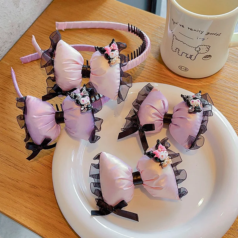 

Sanrio Kuromi аксессуары для волос милый мультфильм детская заколка для волос повязка на голову резинки для волос милая девушка кавайный головной убор