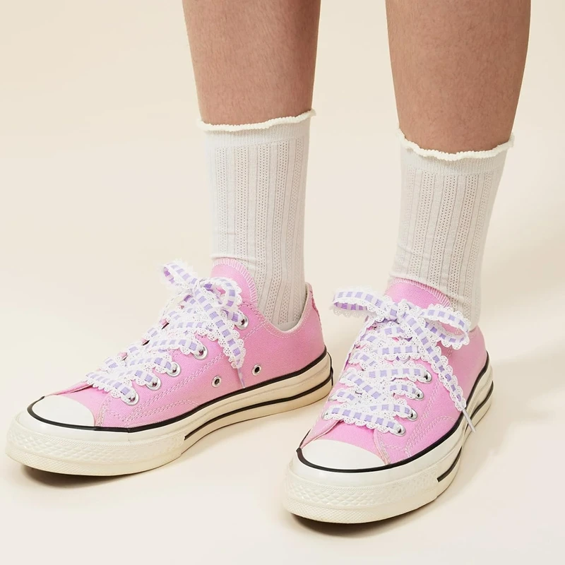 1 Paar flache, 1,5 cm breite, elastische Schnürsenkel für Treppen, in Schwarz und Weiß, im Ballett-Stil, für deutsche Trainingsschuhe. – Detail 6