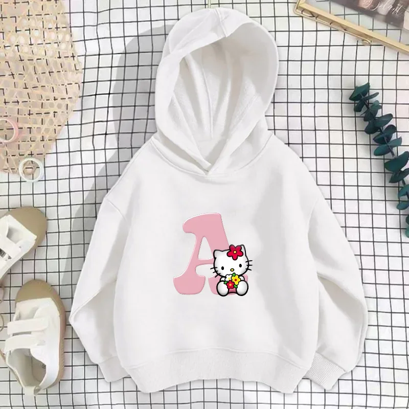 

HelloKittys Children Hoodies Letter A B C D Fashion Pullover Anime Cartoons Casual Clothes Girl Boy Kid Kawaii Tops Sweatshirts