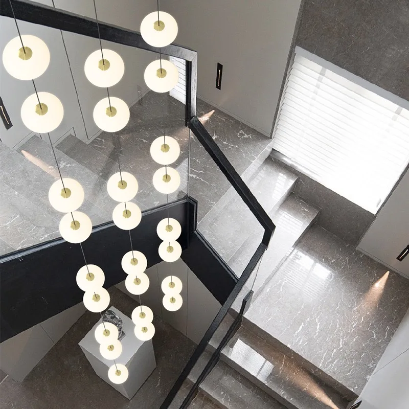 Modern Minimalist LED Pendant Lamps Home Decoration Villa Rotary Staircase Pendant Lamps Hotel Lobby