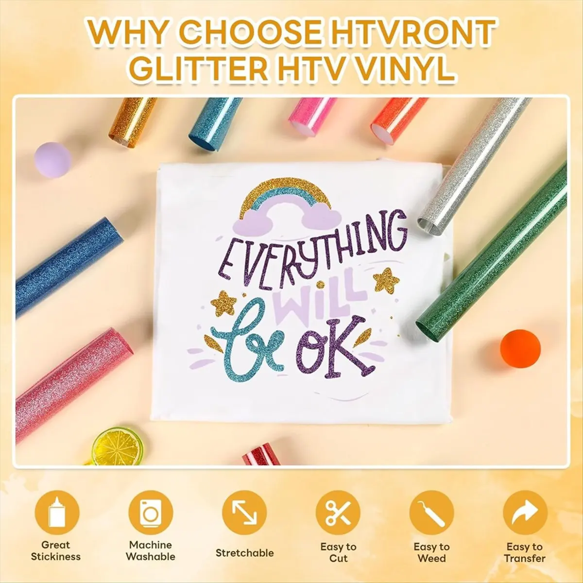 KSOL Glitter HTV Heat Transfer Vinyl -12 Sheets 12
