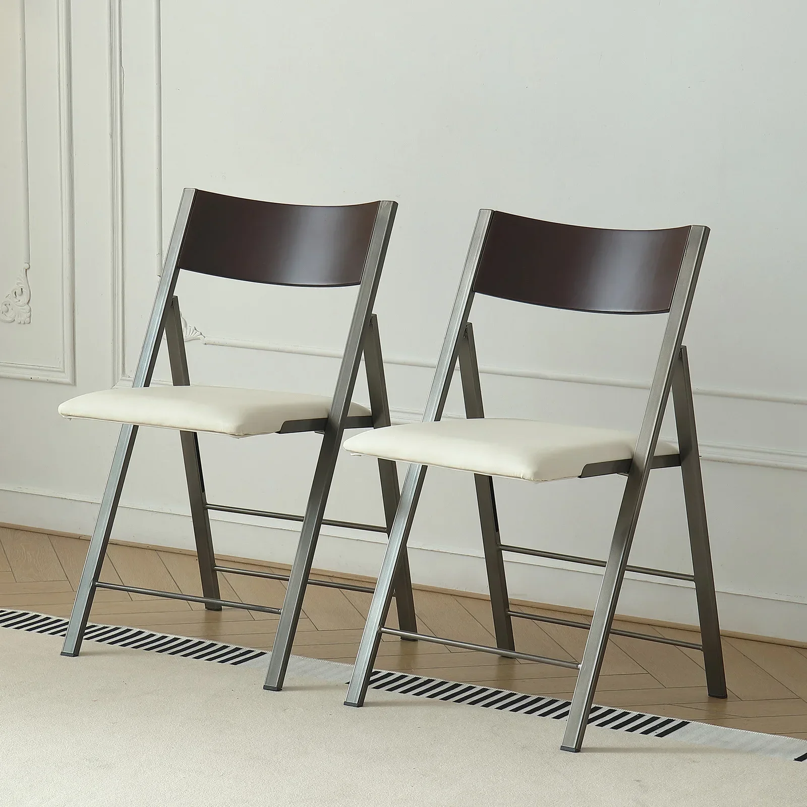 Folding Iron Dining Chair Space Saving Suitable For Home Office Event Party 198LB Weight Capacity 2 Chairs