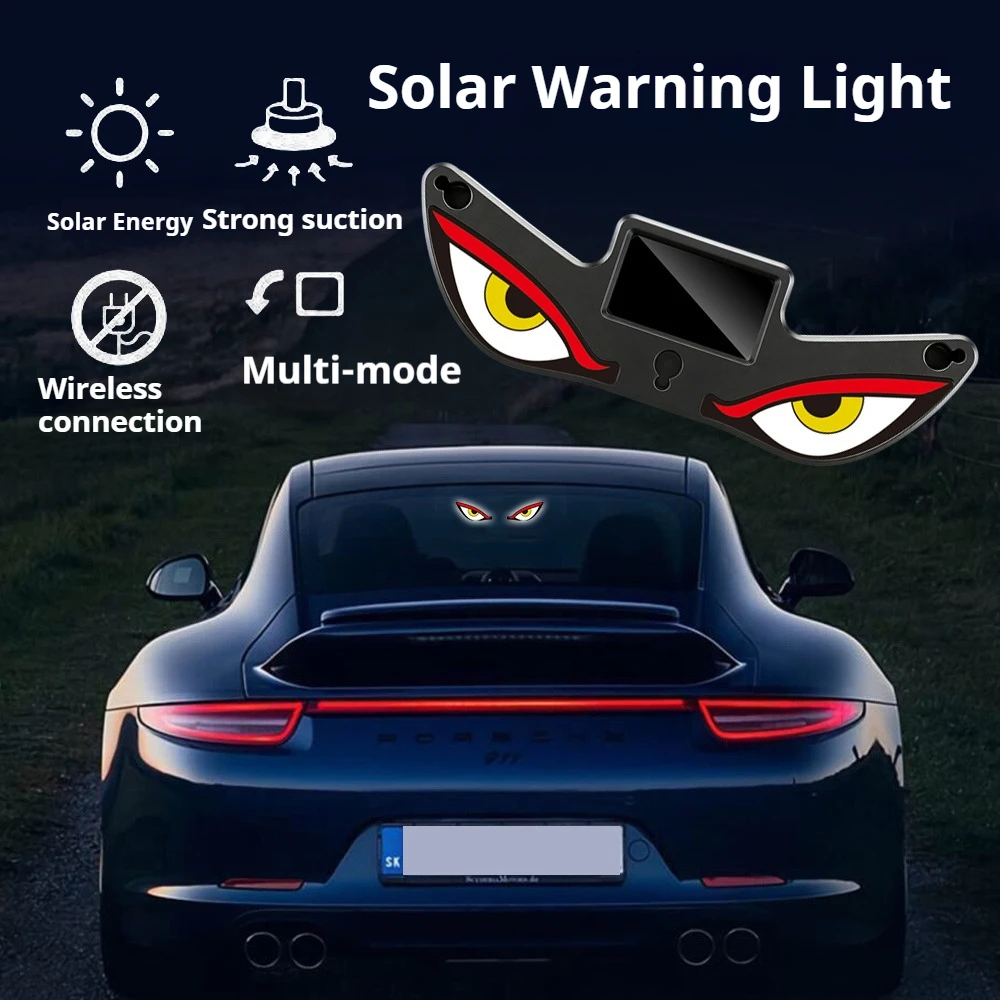 Solar Power Devil Eye Car Lights Demon's Eye Dynamic Expression LED Light With Suction Cup Rechargeable Ambience Lamp Decoration