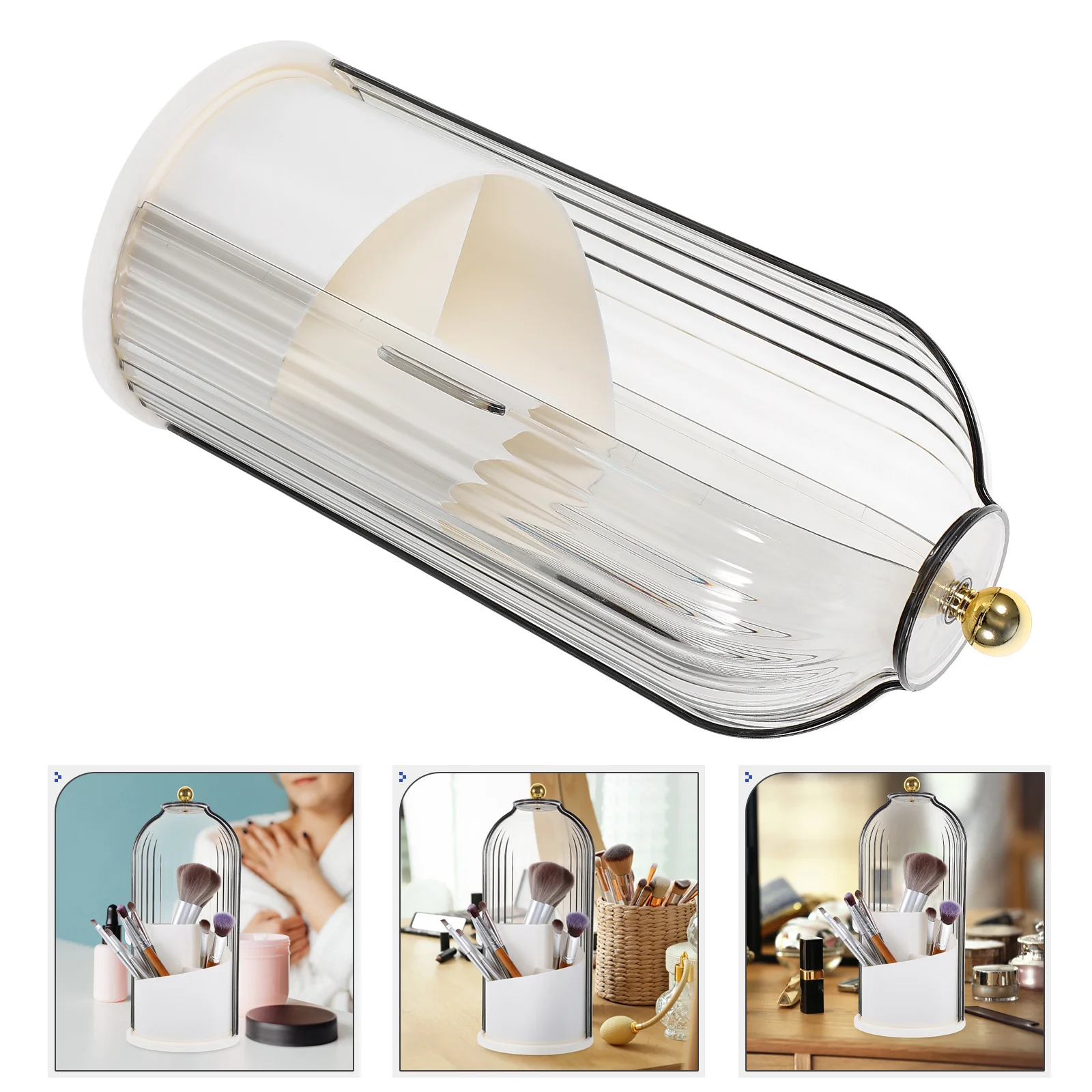 

360 Rotating Makeup Organizer Holder Desktop Pen Storage Box Large Capacity Compartment Design Easy Access