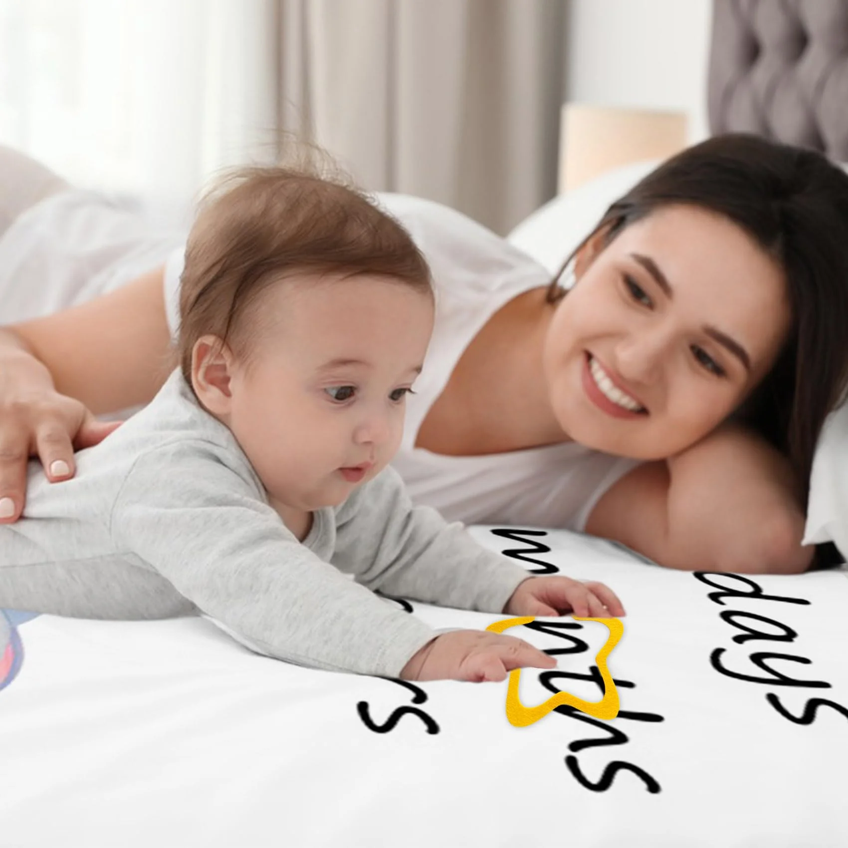 VIKAMA Elephant Hedgehog Baby Monthly Milestone Blanket, Flannel Newborn Growth Photo Mat for Boys Girls Nursery