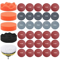 45/30/15PCS 3 Inch Sanding Discs Polishing Pad Buffing Pad Waxing Sponge Car Lights Renovation Kit Automotive Polish