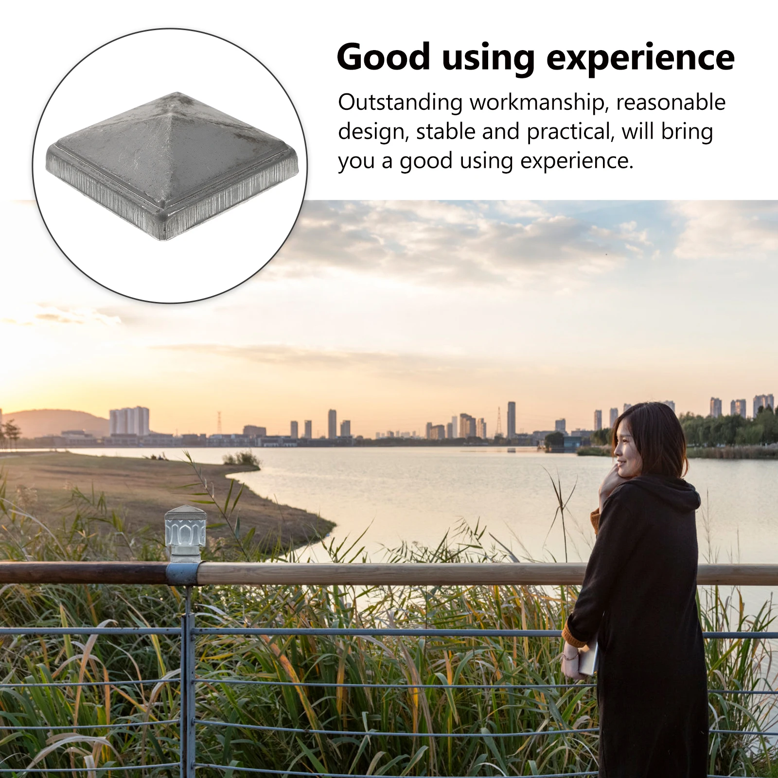 

12Pcs Rectangle Post Caps Iron Metal Fence Covers Pyramid Prevent Cracking Splitting for Garden Fence Decorative Use