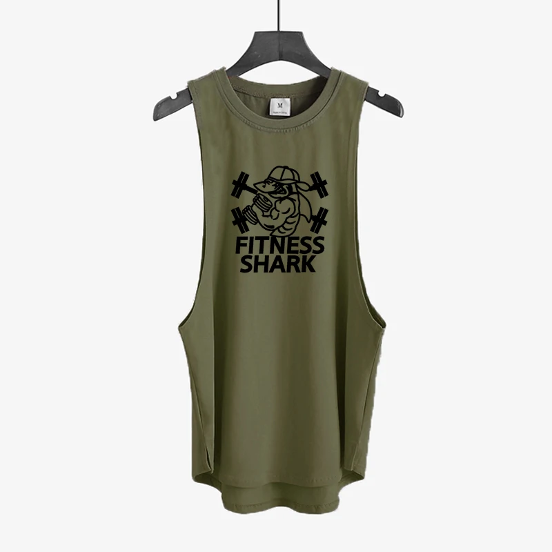 Gym Fitness Workout Muscle Tank Tops Sleeveless Shirts Mens Casual Bodybuilding Singlets Summer Cotton Breathable Loose Clothing