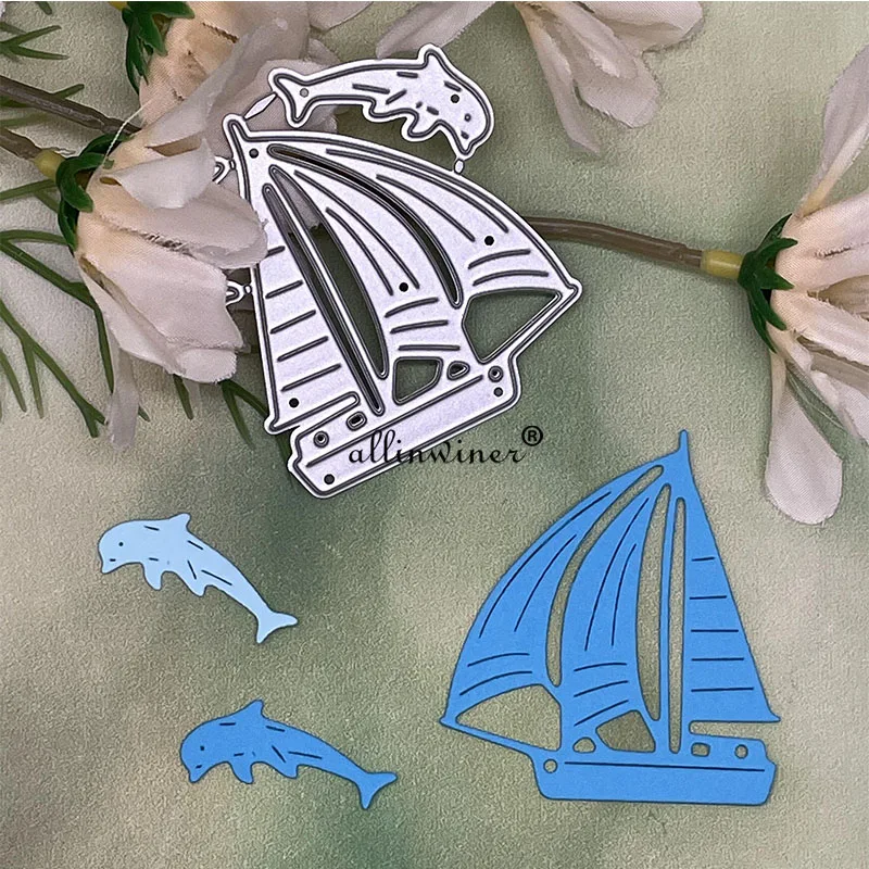 Sailboat dolphin Metal Cutting Dies Stencils For DIY Scrapbooking Decorative Embossing Handcraft Die Cutting Template