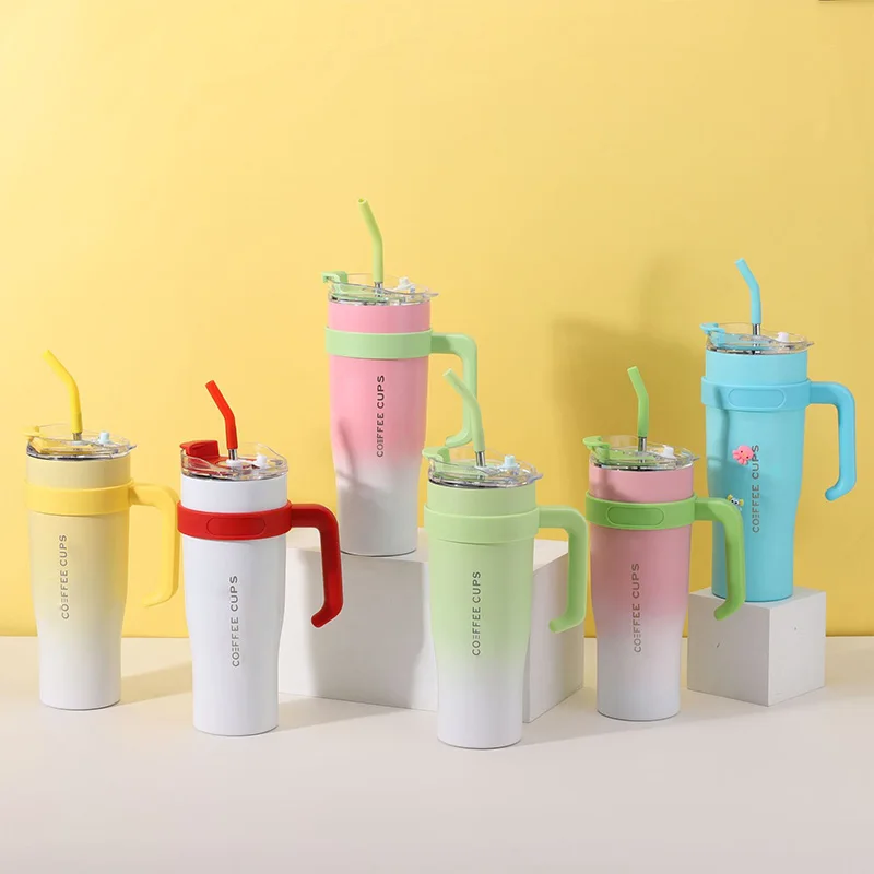 Big Mac  Large Capacity Cup 1200ml Car Coffee Cup Stainless Steel Insulated Water Bottle Vacuum Flask With Straw