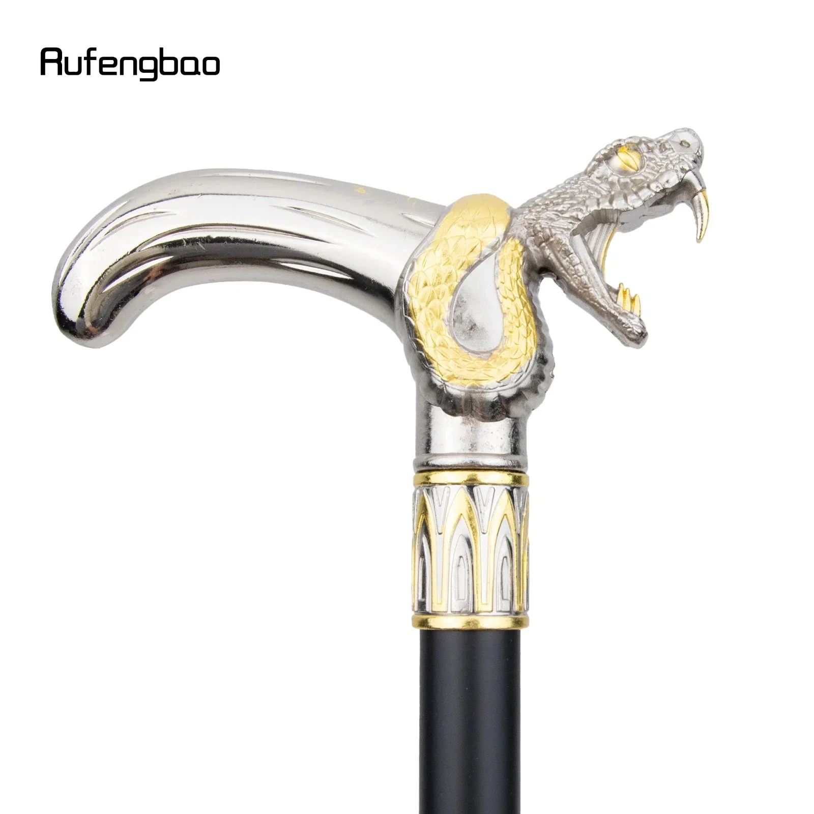 Testa di serpente bianco dorato che mordono canna da passeggio bastone da passeggio decorativo di moda gentiluomo elegante pomello per canna cosplay Crosier 92 cm