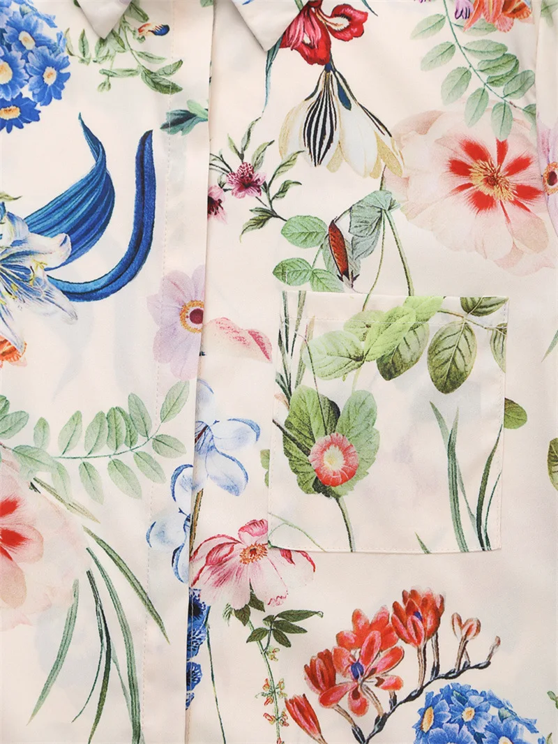 Femmes imprimé fleuri chemise Blouse à manches longues décontracté haut ample Vintage décontracté imprimé femmes col rabattu simple boutonnage Blouse