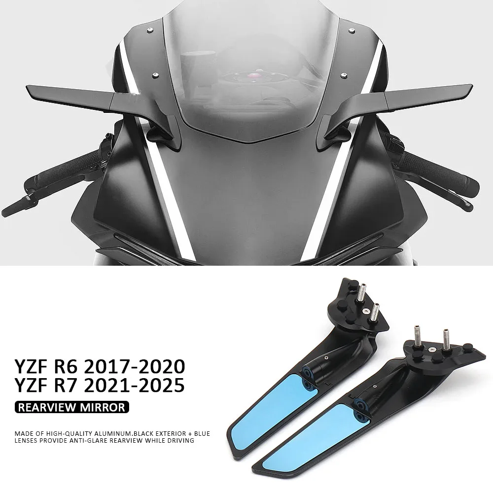 Motorcycle Rearview Mirror Stealth Sport Winglet Mirrors For Yamaha YZF-R6 YZF R6 2017-2020 YZF-R7 YZF R7 2021-2025 2024 2023