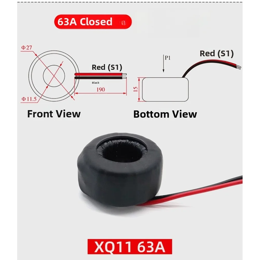 Current Transformer Ammeter 30A to 500A for AC and DC Measurement Closed Type Coil Sensor with 5000V Insulation