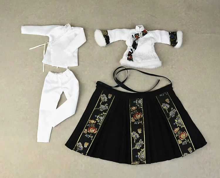 1/6 Maßstab Chinesisches Tang-Kostüm für Frauen, bedruckter Hanfu-Pferdegesichtsrock, Kapuzenumhang für 12-Zoll-Soldaten-Actionfigur-Puppe – Detail 26