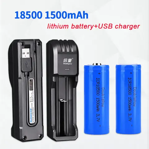 18500 Li-ion Battery 3.7V 1500mAh Rechargeable Lithium Ion Batteries  +cell Charger for Electric Toy Loudspeaker Flashlight LED