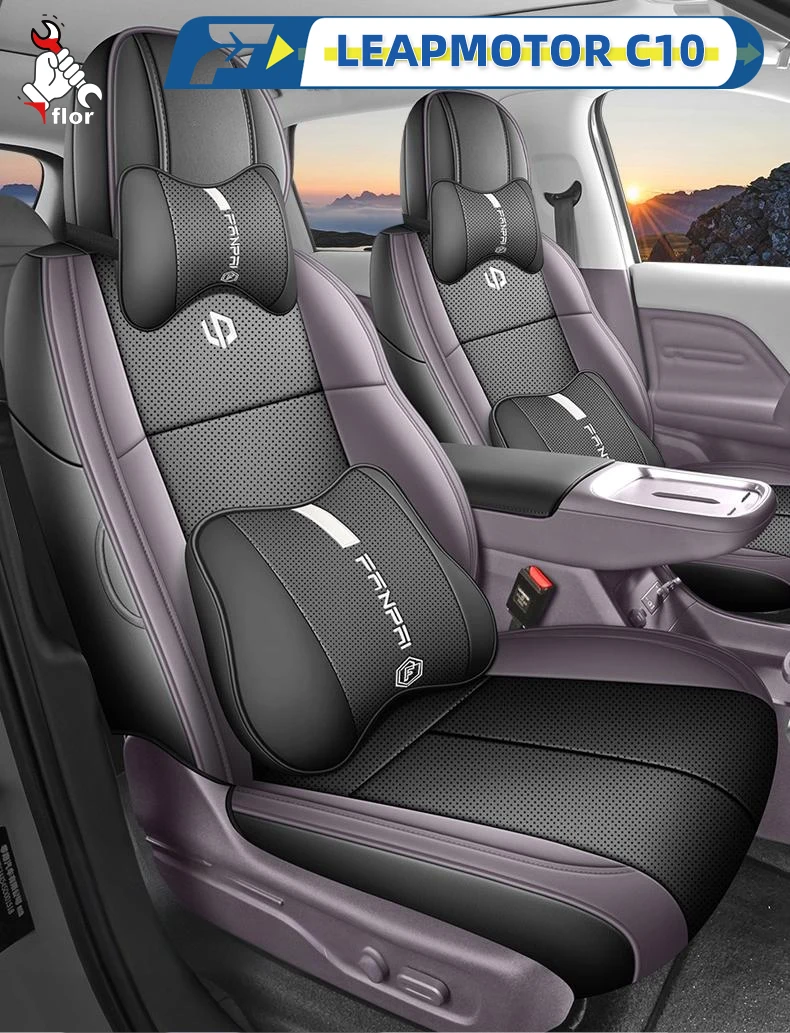Left-Drive Car Seat Cover For LEAPMOTOR C10 2023-2025 Custom Fit Seat Cover Full-Surround Seat Cushion Seat Protection