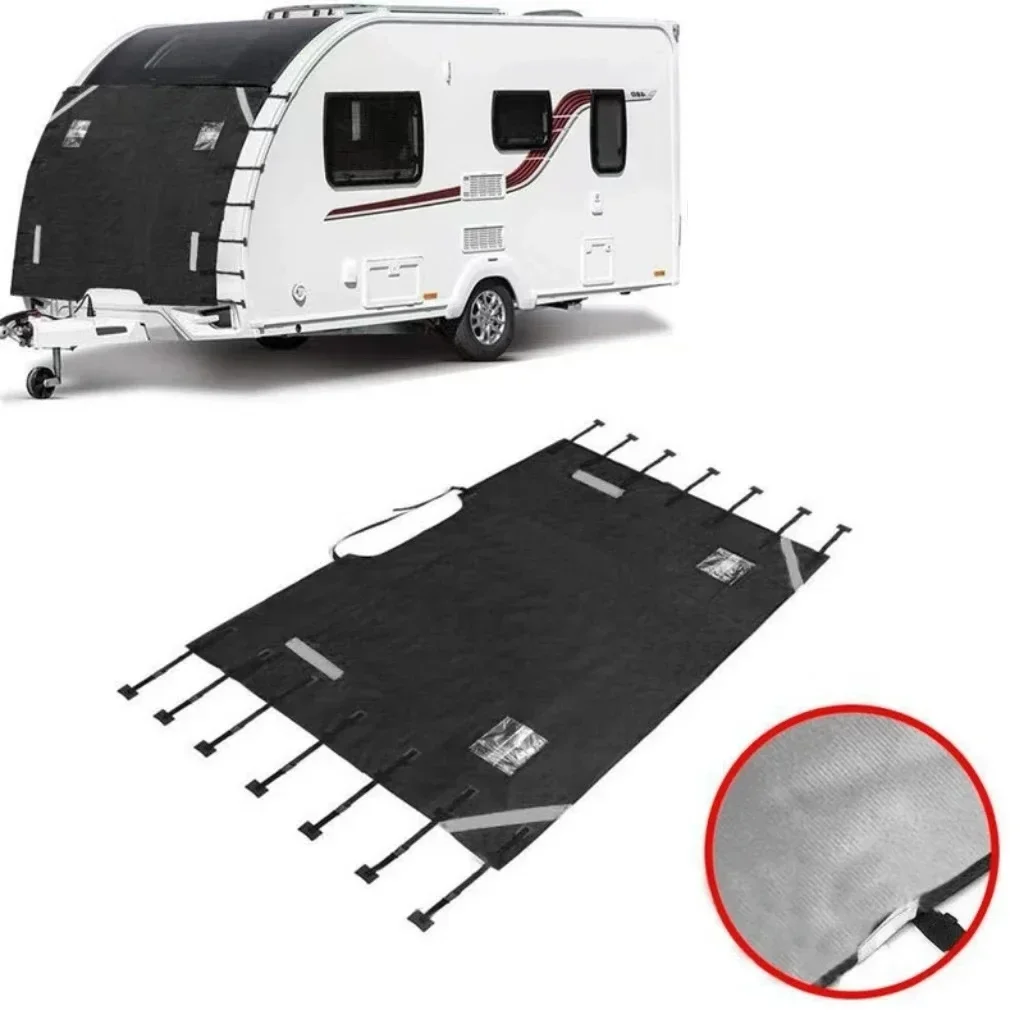 

Universal Waterproof Oxford Fabric Front Towing Cover Protector - Durable Dustproof with Reflective Strips for RV/Camper/Caravan