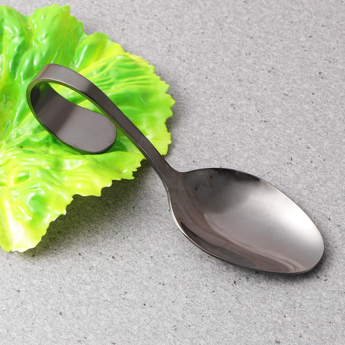 

Curved Handle Spoon Stainless Steel Buffet Serving Spoon Utensils Tablespoon Baby Easy Clean Kitchen Bar Tools