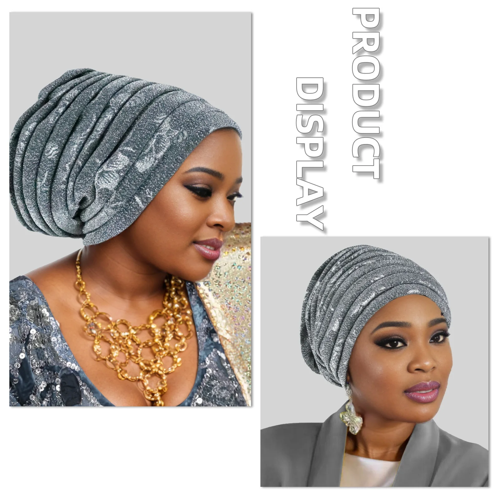 Glitzernde Ganzkörper-Turban-Kappe für Frauen, 2025, Damen-Kopfwickel, muslimisches Kopftuch, Hut, Turbante Mujer, afrikanische Kopfbedeckung – Detail 16