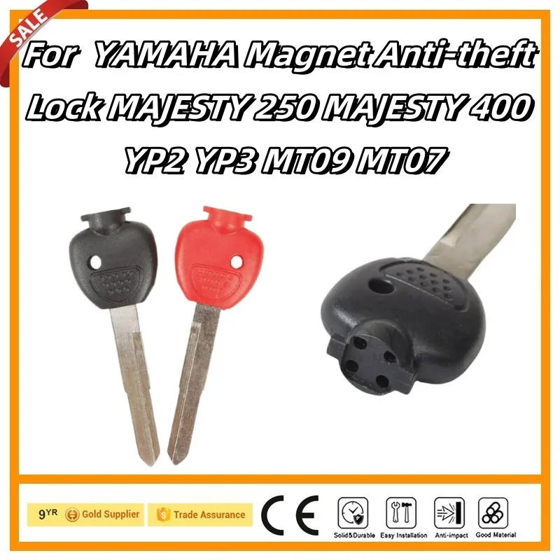 3PCs motorcycle key uncut blank replacement keys for Yamaha magnet anti-theft lock Majesty 250 Majesty 400 yp2 yp3 mt09 mt07