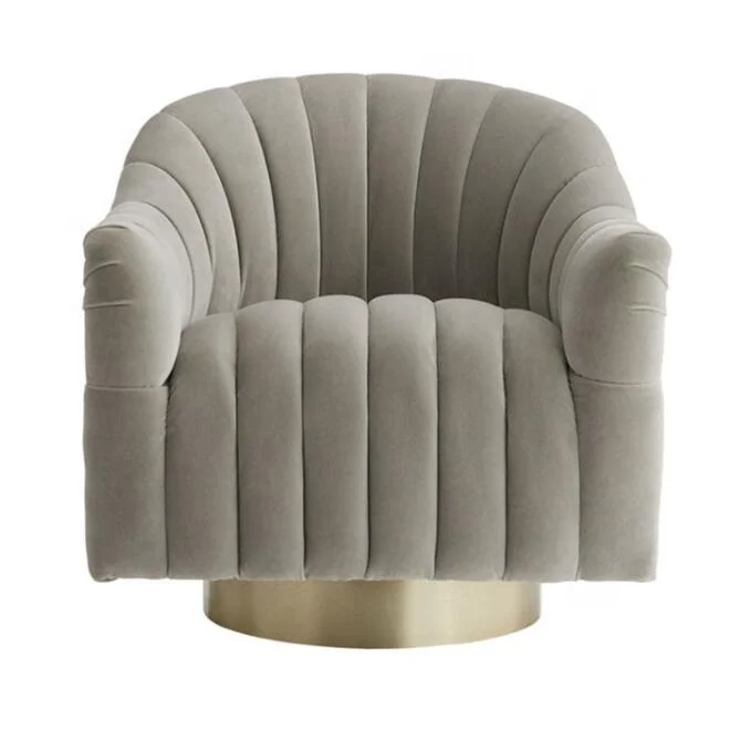 

Modern Living Room Golden Stainless Steel Lounge Leisure Fabric Velvet Single Arm Chair Sofa