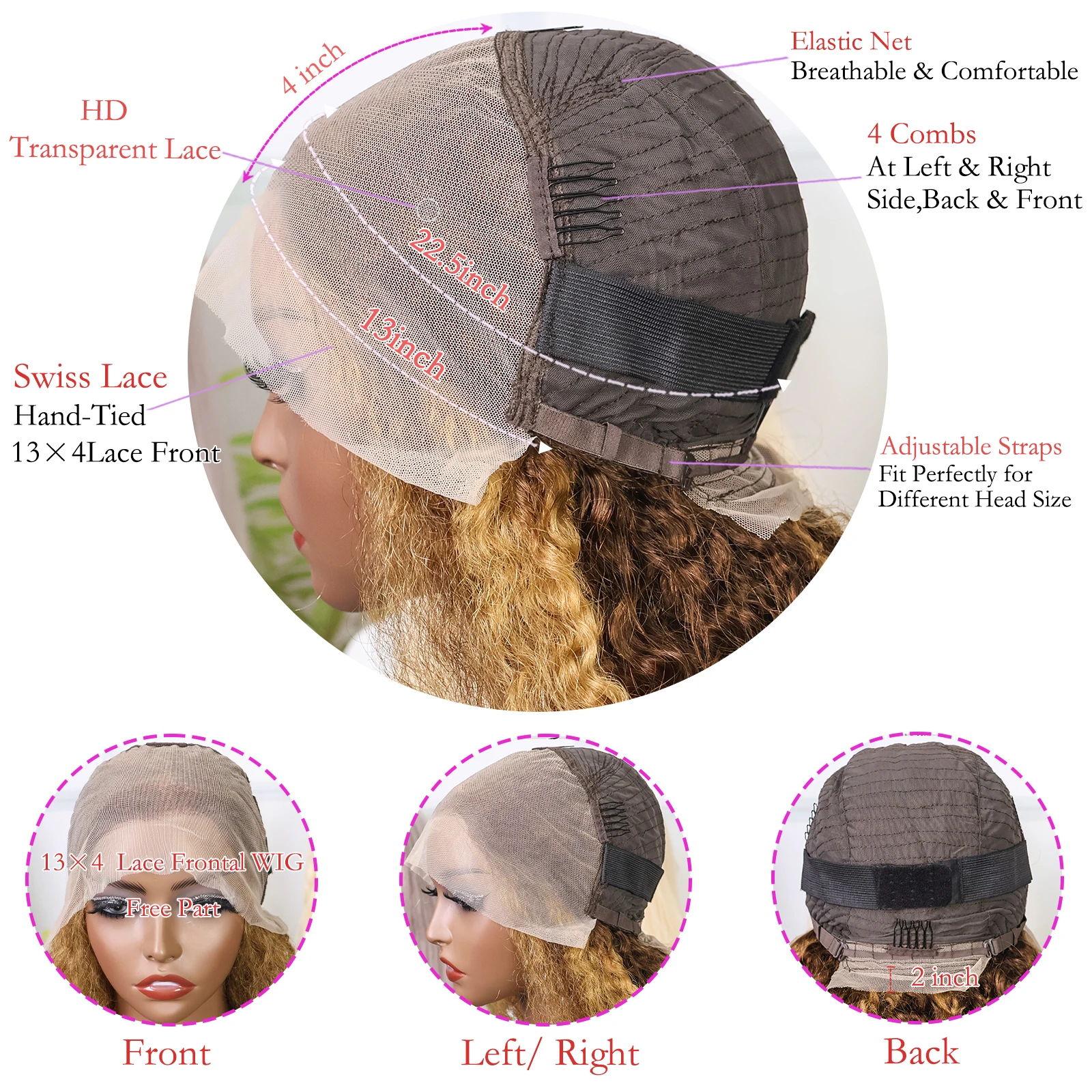 تسليط الضوء على موجة عميقة قصيرة بوب شعر مستعار 4/27 اللون مجعد 13x4 الدانتيل شعر مستعار أمامي البرازيلي 100% شعر الإنسان موجة المياه الدانتيل أمامي بوب شعر مستعار