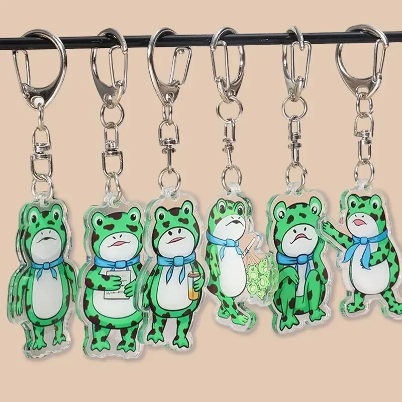 Netizen Cute Funny Playful Frogman Cartoon Acrylic Anime Keychain Interesting Bag Pendant Lovely Earphone Case Small Key Ring