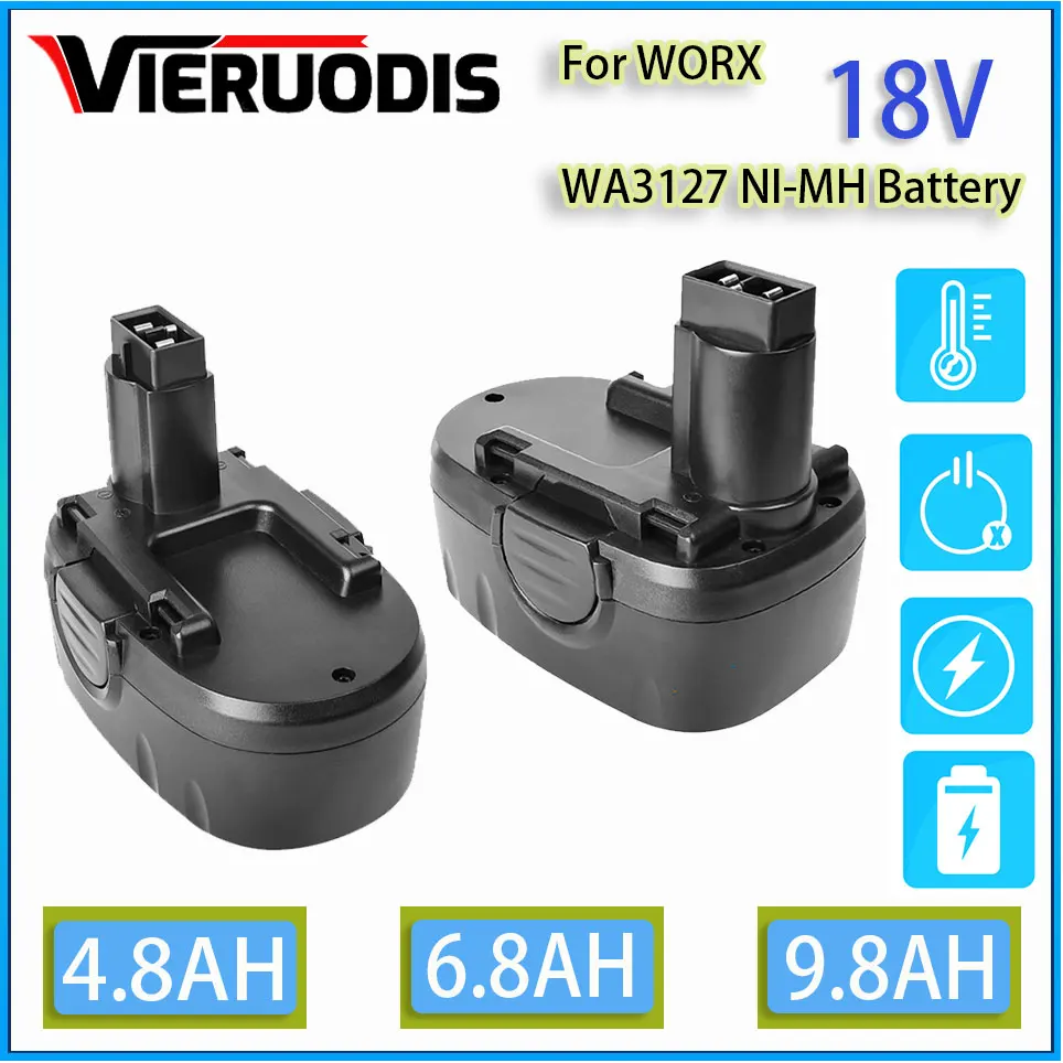 

For WORX WA3127 18V Ni-MH 4.8AH 6.8AH 9.8AH Battery Replacement WA3152 WG150s WG152 WG250 WG541 WG900 WG901 Cordless Power Tool