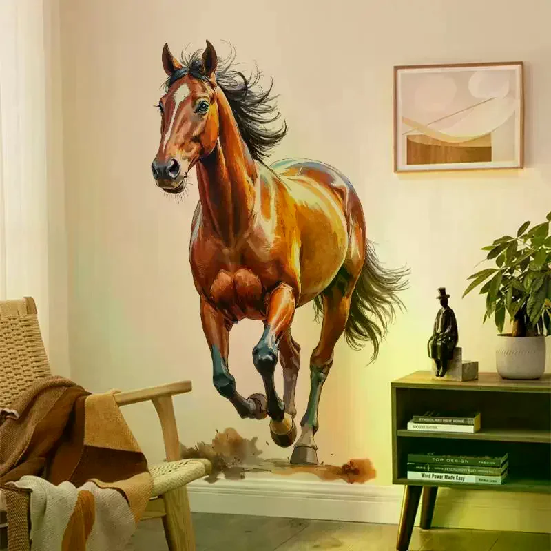 Horse Racing Running Horse Wall Sticker Waterproof Removable Vinyl Sticker Bedroom And Entryway Decor