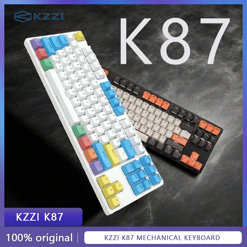 

KZZI K87 Mechanical keyboard wireless three mode PBT color matching key cap plug TTC axis 87 key RGB game office keyboard