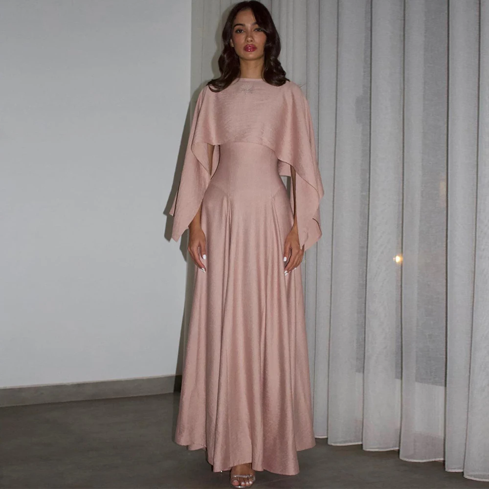 

Exquisite Pink Jersey Evening Dress Elegant Long Sleeves Customized Party Dresses Delicate Zipper Back Special Occasion Gowns