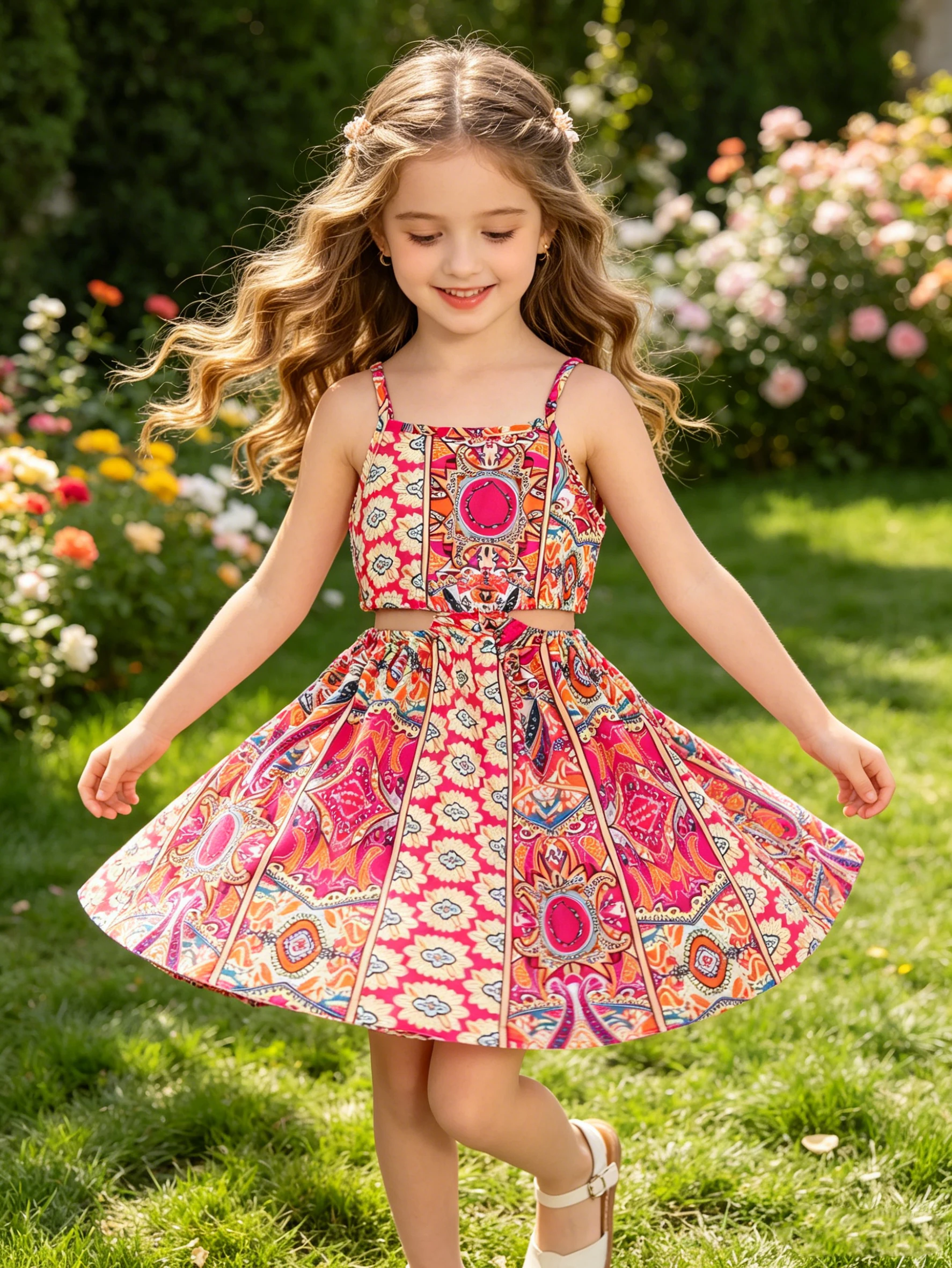2026 Mädchen Sommer-Modekleid, Lässiges Liebesmuster, Atmungsaktives Ärmelloses Kleid mit Quadratischem Ausschnitt (Ohne Accessoires) – Detail 14